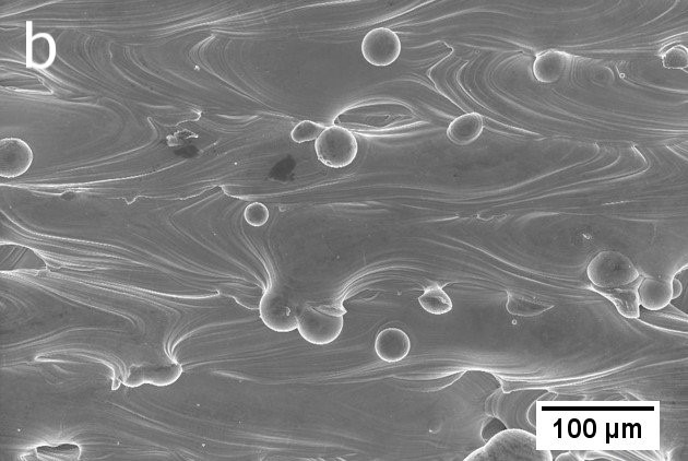 Secondary electron SEM image showing the surface morphology of the SLMed sample realized using the contour scanning strategy